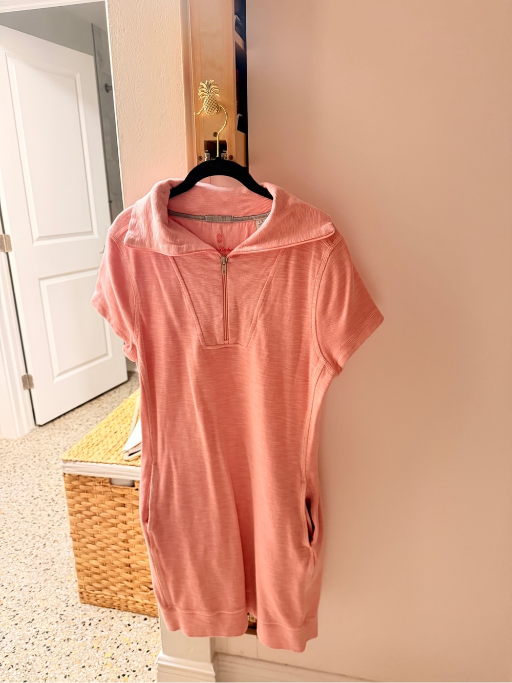 Tommy Bahama Coral Pink Short Sleeve Zip Dress